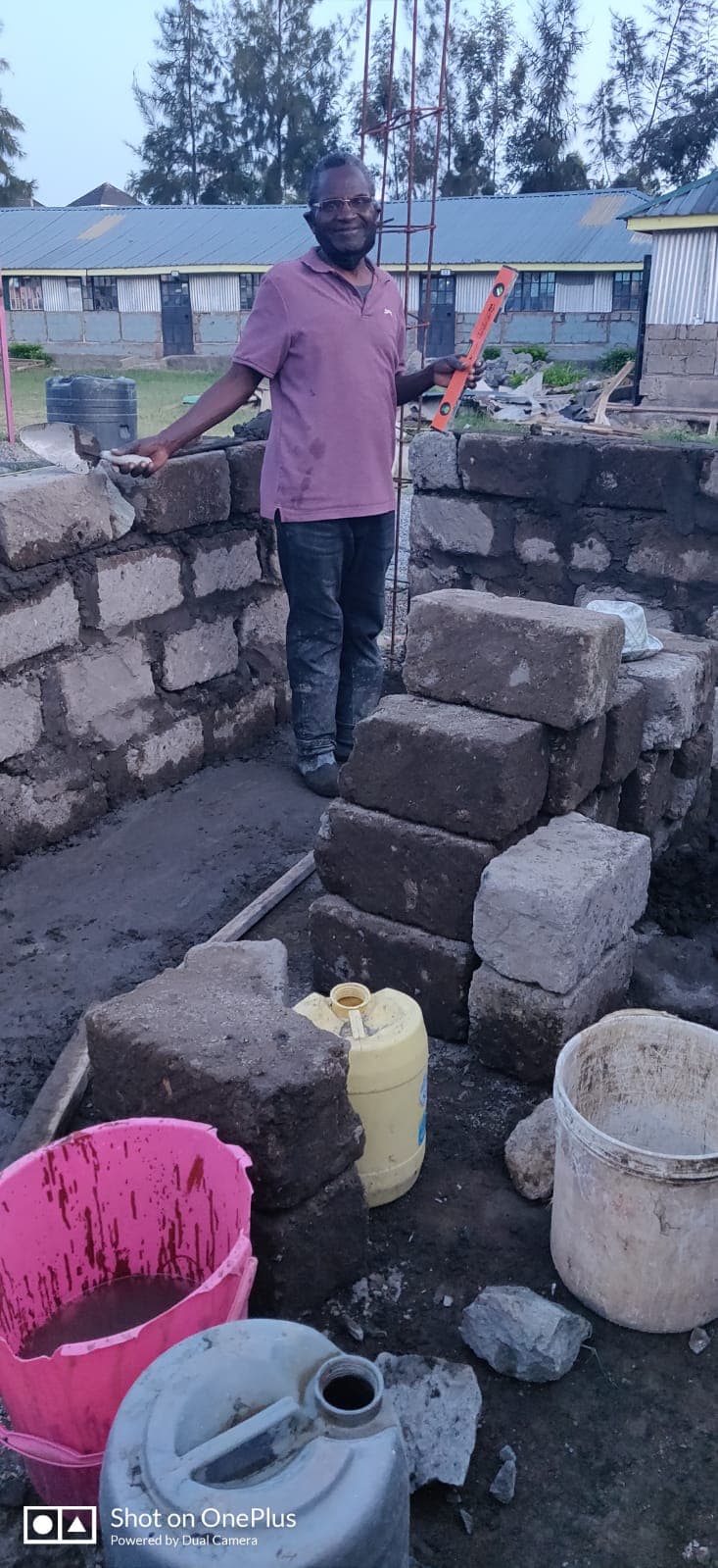 Blocks stacked and waiting, walls at knee height
