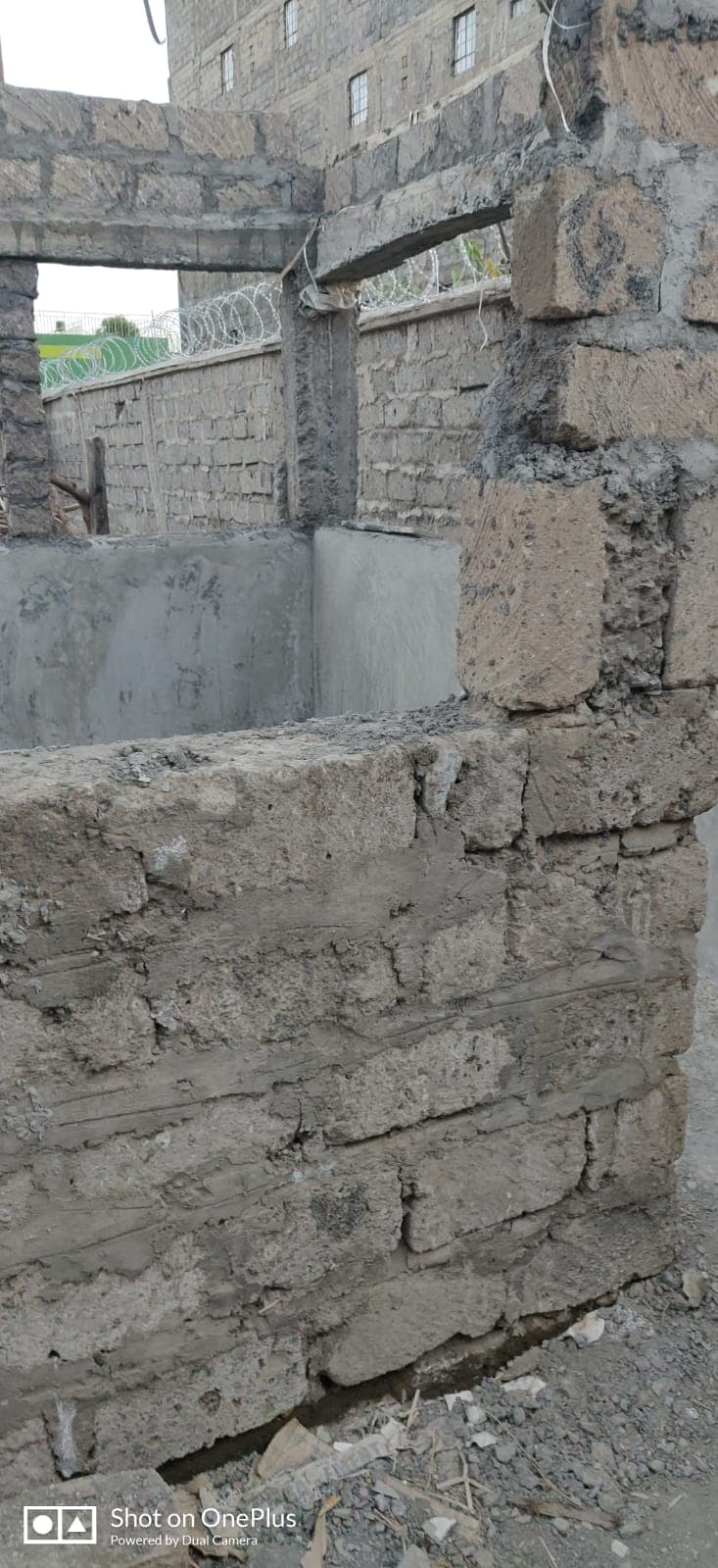 Concrete lintels cast over the openings